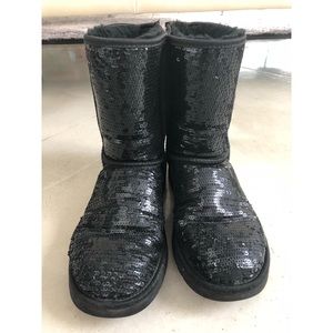 Ugg Australia Classic Short Black Sequin Boots